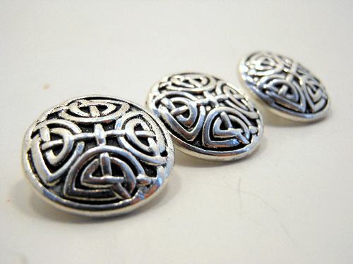 Metal Buttons Set of 3: Silver Celtic Knot Metal Shank Buttons ~ Celtic Knot Silver Metal Buttons 5/8