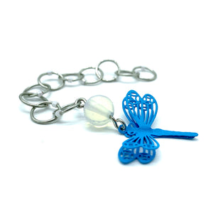 Snagless Beaded Chain Row Counter ~ Blue Dragonfly
