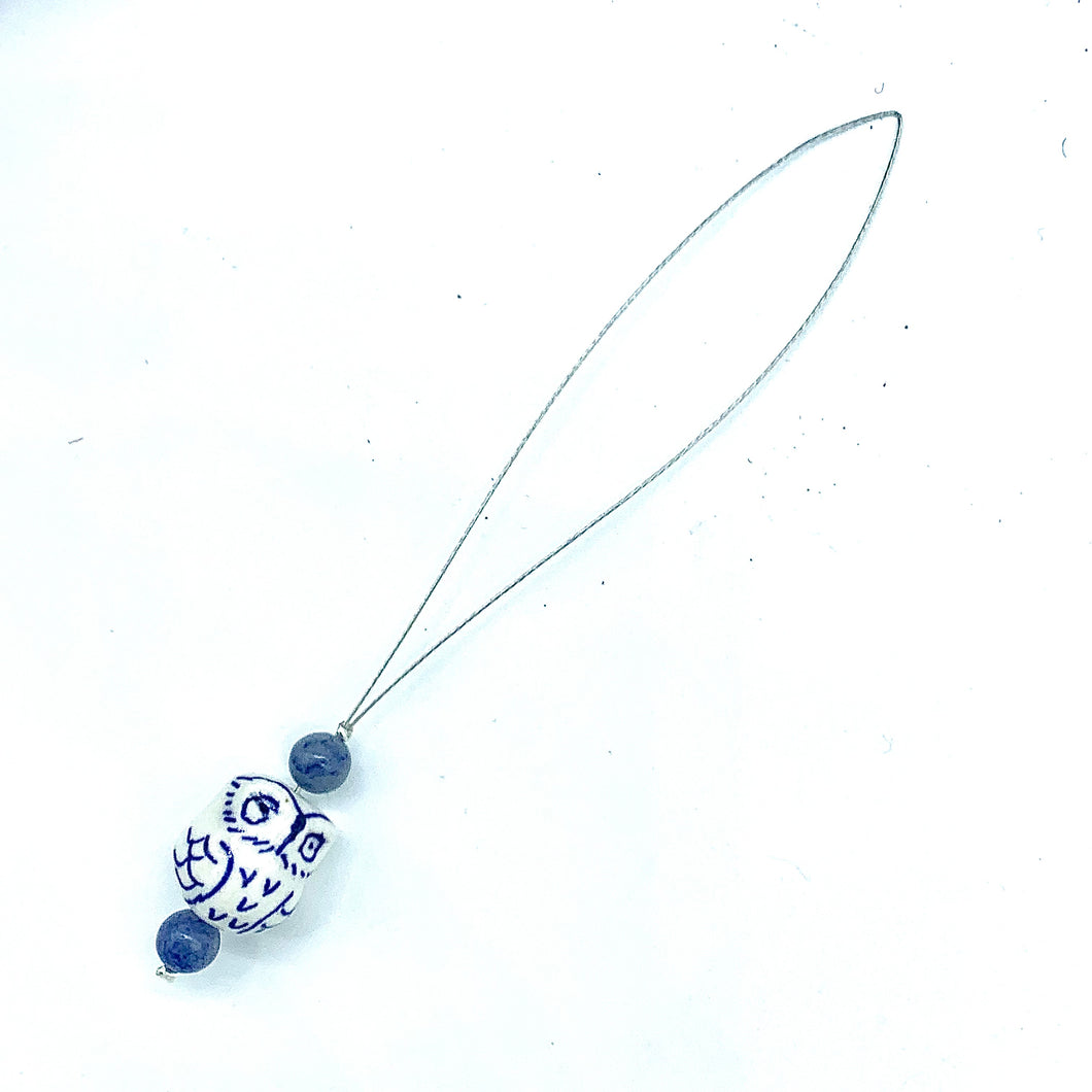 Handmade Orifice Loop ~ Porcelain Owl