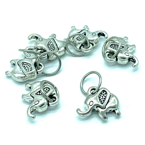 Tiny Elephants: Set of 6 Stitch Markers