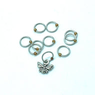 Handmade Snagless  Metal Stitch Markers ~ Honey Bee ~ Set of 10