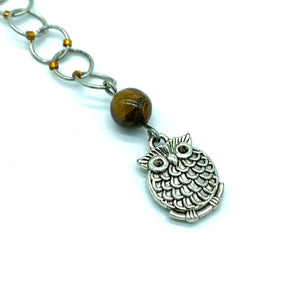 Snagless Beaded Chain Row Counter ~ Chubby Owl with Tiger Eye