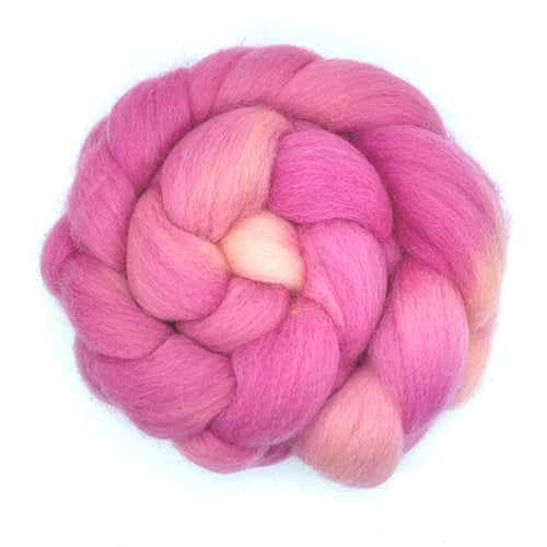 100% Corriedale Wool Roving 4oz: Camellia Pink