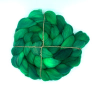 Studio Clean-Out: Laurelhurst Roving 4oz: Very Green ~ Superfine Merino, Silk, Yak