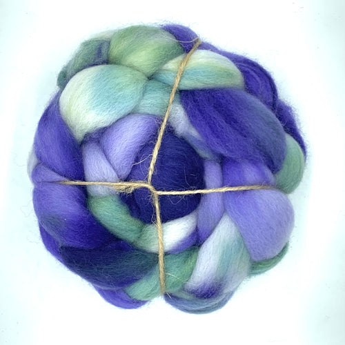 100% Corriedale Wool Roving 4oz: Spring Iris