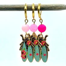 Handmade Single Metal Stitch Marker ~ Floral Cicada