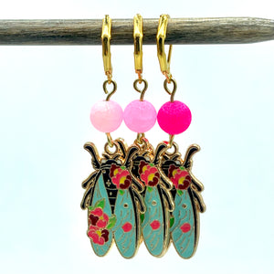 Handmade Single Metal Stitch Marker ~ Floral Cicada