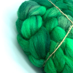 Laurelhurst Roving 4oz: Very Green ~ Superfine Merino, Silk, Yak