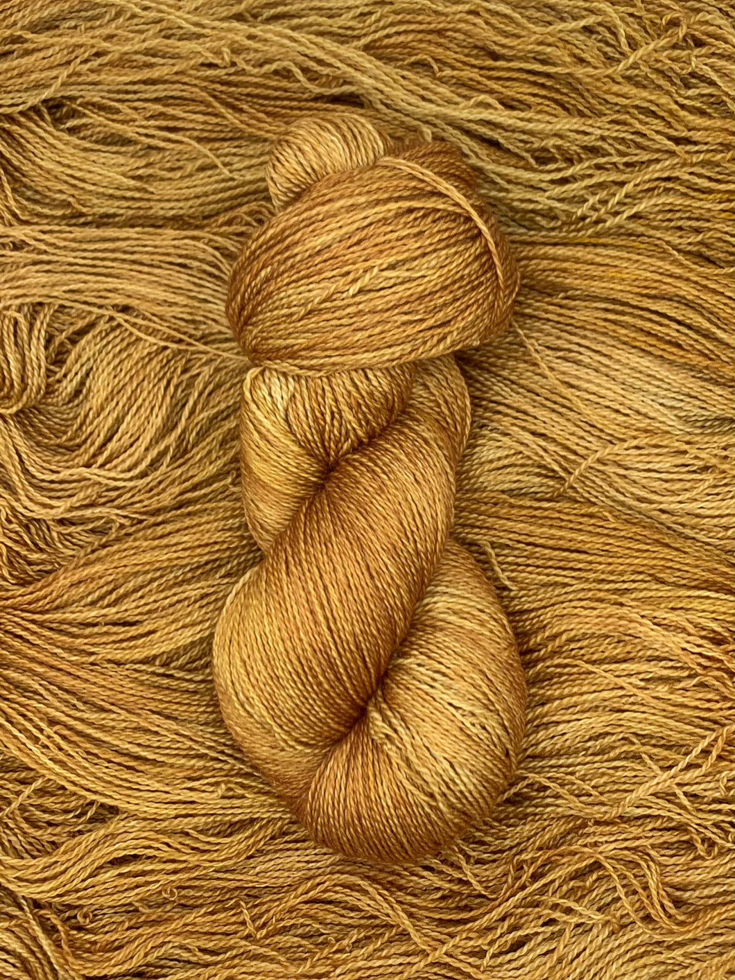 Hand dyed Superwash Merino cashmere silk golden orange lace weight yarn