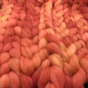 PNWWW Crossbred Blend Wool Roving 4oz: Peach Bellini