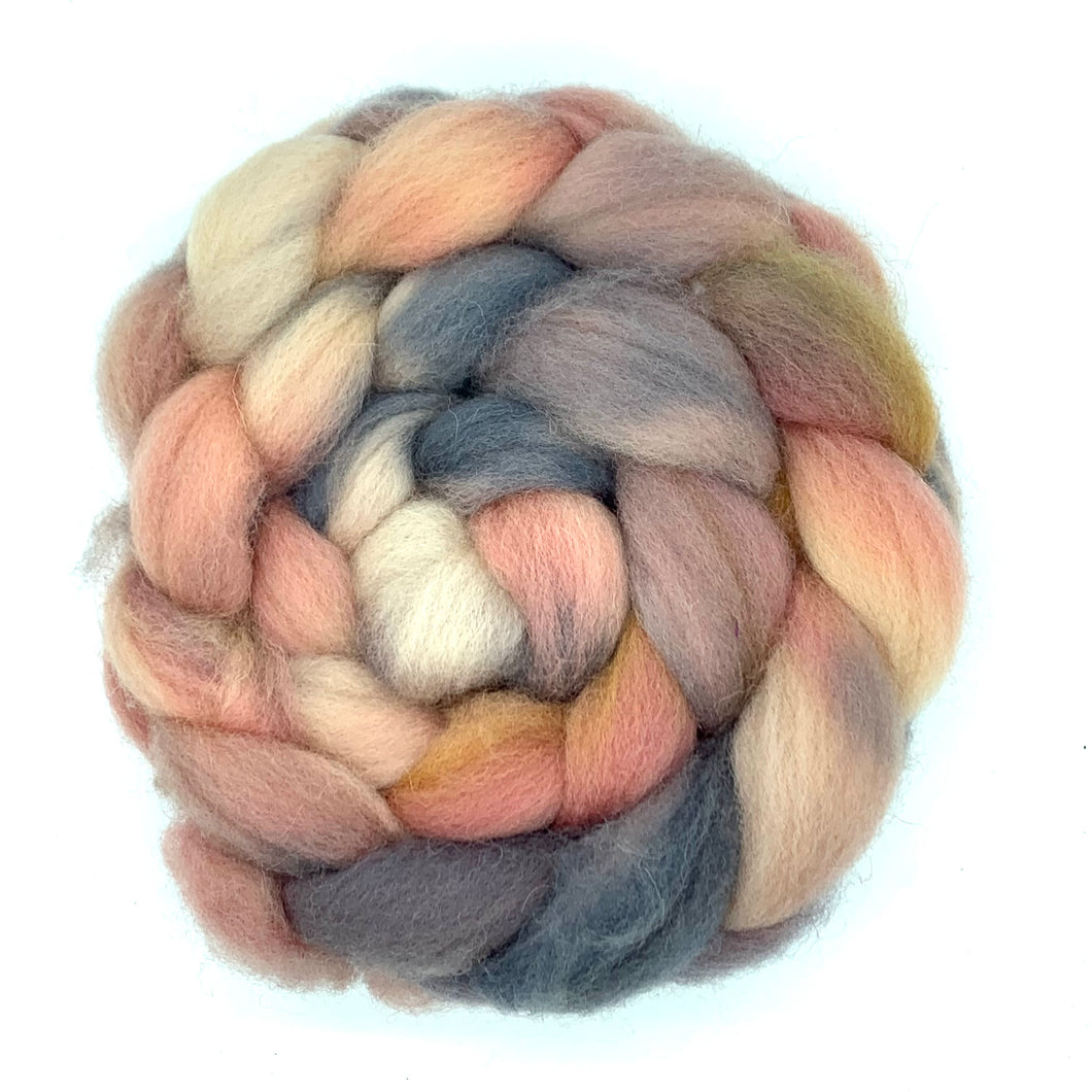 100% Shetland Wool Roving 4oz: Salmon Run