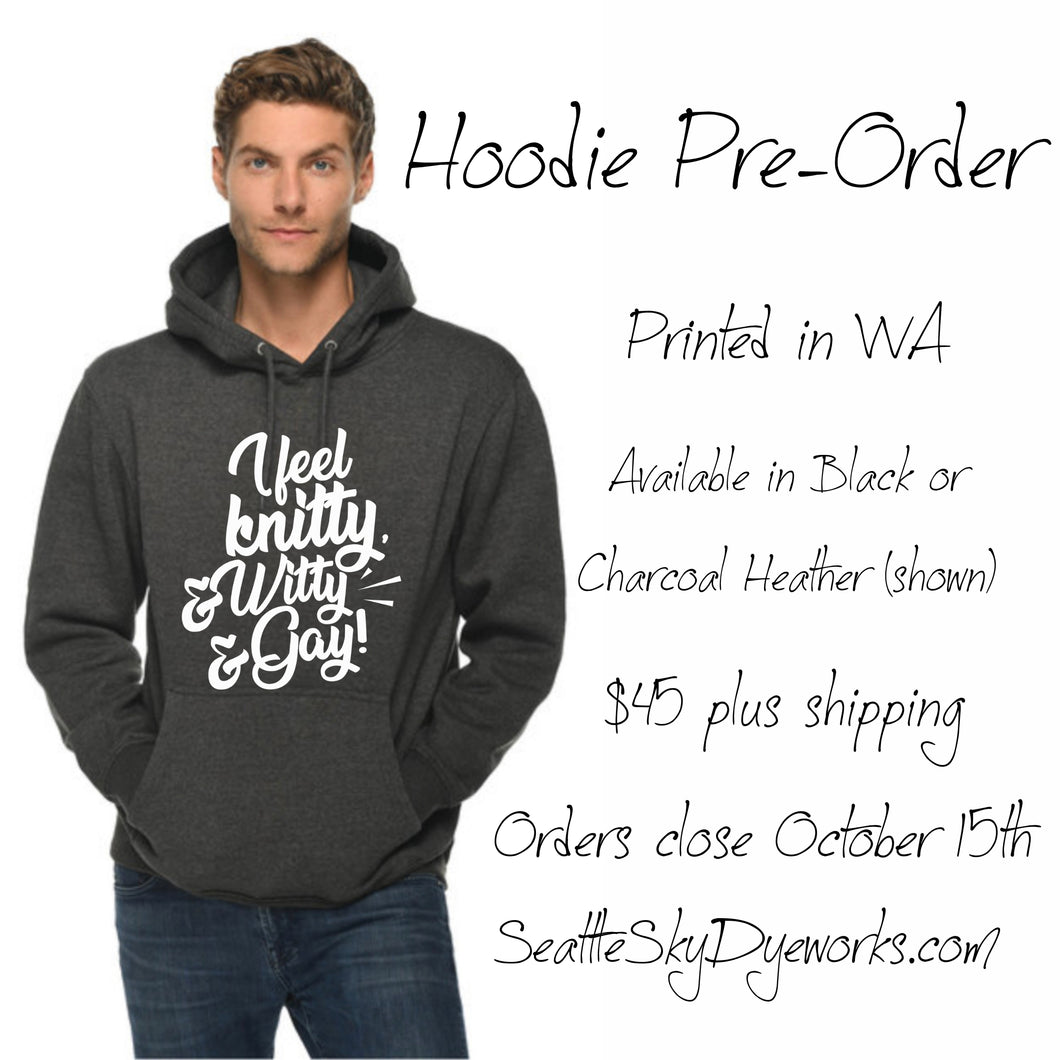 Hoodie Preorder: I Feel Knitty & Witty & Gay!
