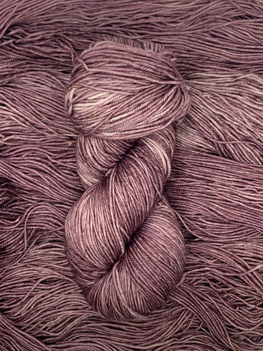 Hand Dyed Fingering Weight Superwash Merino cashmere nylon yarn in antique Rose mauve