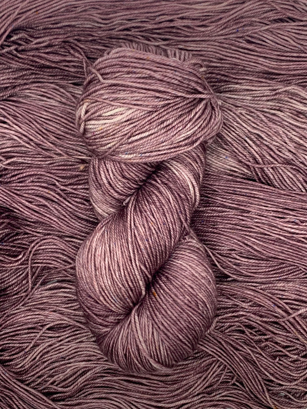 Hand Dyed Fingering Weight Superwash Merino cashmere nylon yarn in antique Rose mauve
