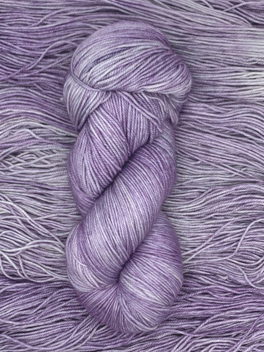 Hand Dyed Fingering Weight Superwash Merino cashmere nylon yarn in lavender purple