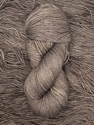 Hand Dyed Fingering Weight Superwash Merino cashmere nylon yarn in Gray brown