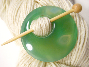 Natural Stone Agate Shawl Pin ~ Soft Green Agate #4031