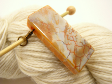 Natural Stone Shawl Pin ~ Antique Bronze Wire Wrapped Agate ~ Agate Column H