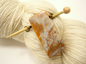 Natural Stone Shawl Pin ~ Antique Bronze Wire Wrapped Agate ~ Agate Column H