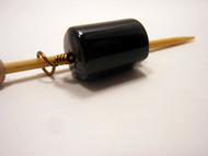 Handmade Natural Stone Shawl Pin ~ Wire Wrapped Stone ~ Black Barrel Agate with Antique Bronze Wire