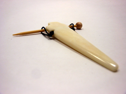 Bone Shawl Pin ~ Bone Arrowhead and Leather
