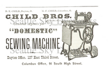 Vintage Style Postcard Set of 4 ~ Child Bros Domestic Sewing Machine ~ Vintage Sewing Machine Salesman Advertisement Postcard