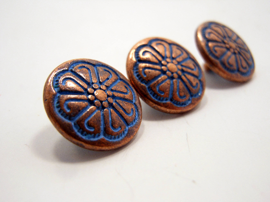 Metal Buttons Set of 5: Copper Celtic Floral Metal Shank Buttons ~ Cel ...