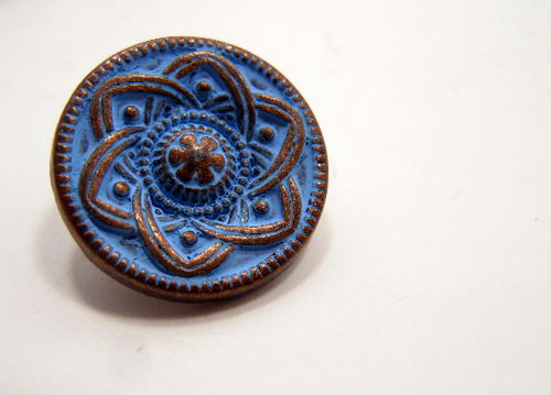 Metal Buttons Set of 5: Copper Celtic Daisy Metal Shank Buttons ~ Celtic Knot Daisy Patina'd Copper Metal Buttons 9/16