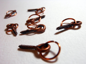Handmade Vintage Copper Metal Stitch Markers ~ Vintage Style Eye Screw  ~ Set of 6