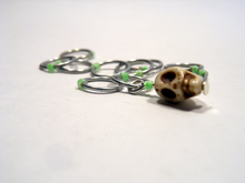 Handmade Snagless Stitch Markers ~ Neon Green Skull ~ Set of 10