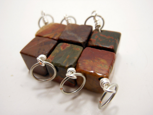 Jasper Cubes: Set of 6 Stitch Markers