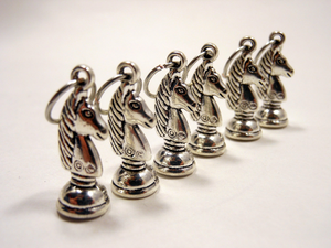 Silver Knights: Set of 6 Chess Stitch Markers