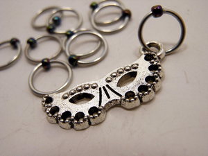 Handmade Snagless  Metal Stitch Markers ~ Masquerade ~ Set of 10
