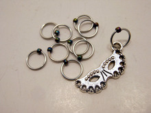 Handmade Snagless  Metal Stitch Markers ~ Masquerade ~ Set of 10
