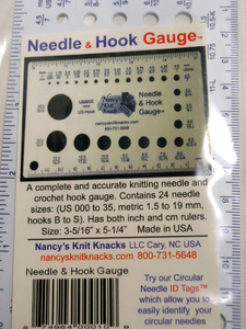 Needle and Hook Gauge by Nancys Knit Knacks ~ For size US 000 to 35 (1.5mm to 19mm)