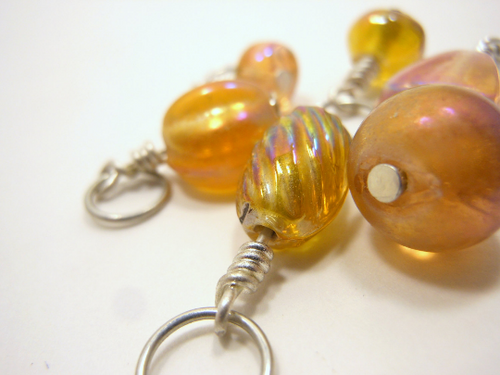 Orange: Set of 6 Indian Glass Stitch Markers