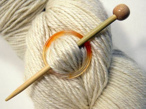 Natural Stone Shawl Pin ~ Orange Stone Ring B