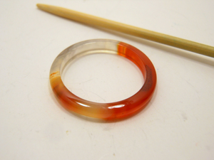 Natural Stone Shawl Pin ~ Orange Stone Ring K
