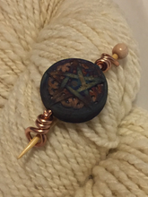 Ceramic Pentagram Shawl Pin ~ Raku Fired ~ Wire Wrapped ~ Rainbow Raku