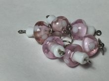 Pink & White Mushrooms: Set of 6 Lampwork Glass Stitch Markers