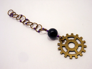 Handmade Snagless Beaded Chain Row Counter ~ Pump House ~ Antique Bronze Gear with Royal Goldstone and Purple Markers