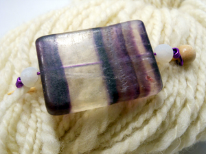 Handmade Natural Stone Shawl Pin ~ Wire Wrapped Stone ~ Purple Striped Fluorite with Snow Agate and Purple Wire
