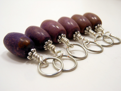 Purple Jasper: Set of 6 Stitch Markers