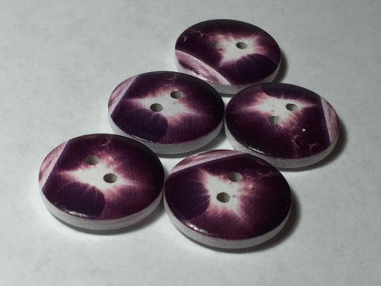 Wooden Galaxy Buttons ~ Medium ~ Set of 5 ~ Purple Supernova