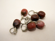 Rhodonite Pebbles: Set of 6 Stitch Markers