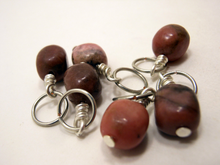 Rhodonite Pebbles: Set of 6 Stitch Markers