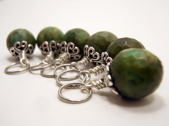 Ruby in Fuchsite: Set of 6 Stitch Markers