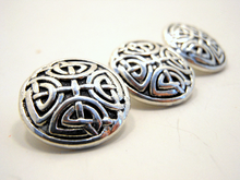 Metal Buttons Set of 3: Silver Celtic Knot Metal Shank Buttons ~ Celtic Knot Silver Metal Buttons 5/8" Diameter