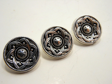Metal Buttons Set of 3: Silver Celtic Daisy Metal Shank Buttons ~ Celtic Knot Daisy Silver Metal Buttons 9/16" Diameter