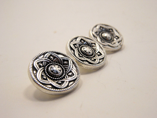 Metal Buttons Set of 3: Silver Celtic Daisy Metal Shank Buttons ~ Celtic Knot Daisy Silver Metal Buttons 9/16
